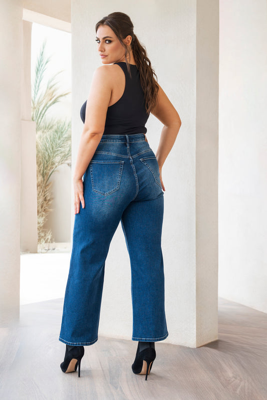 Fox Factor Wide Leg Jeans in Dallas Blue