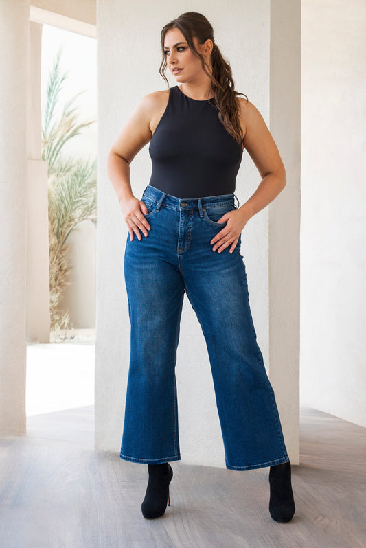 Fox Factor Wide Leg Jeans in Dallas Blue